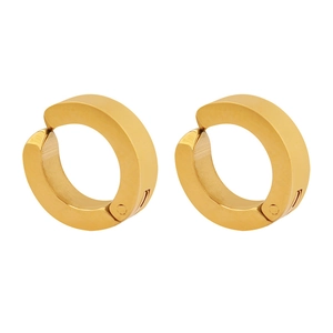 Polished 18k gold plated stainless steel clip-on hoop earrings for women without piercing