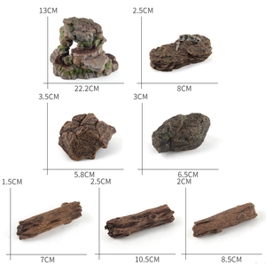 Decoración realista de resina para acuarios con cueva, fósiles y maderas naturales