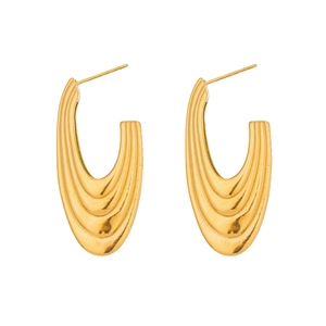 Boucles d'oreilles vintage dorées en forme de U avec texture de métal multicouche