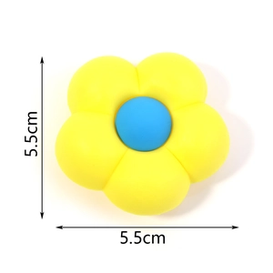 PVC flower charm for beach bags, 5.5cm blue and yellow floral accessories for tote bags
