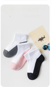 Three-pack cotton crew socks for kids with colorful contrast toe and rib cuffs