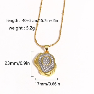18k gold plated necklace featuring an irregular pendant with a zircon letter O