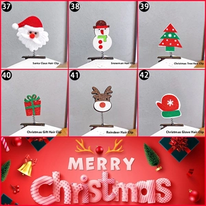 Set of six festive Christmas hair clips including Santa Claus, snowman and reindeer designs