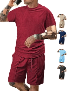 Detailed look at waffle textured men's short sleeve polo set in various available colors