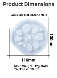 Detail view of lotus root slice silicone mold with dimensions 110mm x 100mm and 10mm thickness