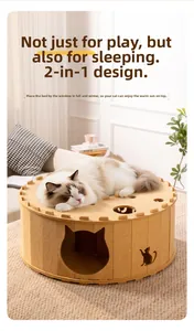 Detail of 2-in-1 cat felt tunnel nest showing its sturdy material and dual play-sleep design