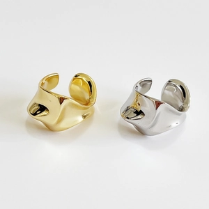 925 Sterling Silver Irregular Ear Cuff For Women No Piercing Lava Texture Melted Metal Minimalist Liquid Design Single