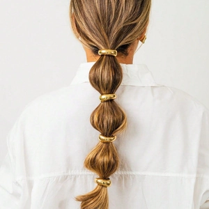 Metal Hair Ties Elastic Ponytail Holder Gold Plated Alloy Geometric Minimalist Hair Accessories For Women Girls
