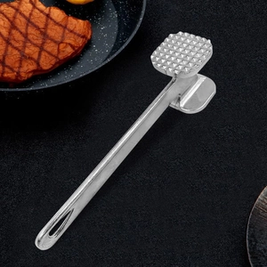Metal Meat Hammer Tenderizer Double Sided Steak Pounder Kitchen Cooking Tool Professional Silver
