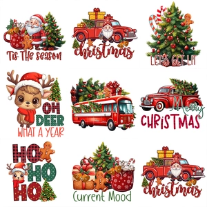 Set of 9 waterproof self-adhesive Christmas wall stickers with Santa, Reindeer, and Tree