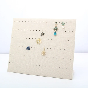 Linen fabric jewelry display board for earrings and studs with multi-hole design
