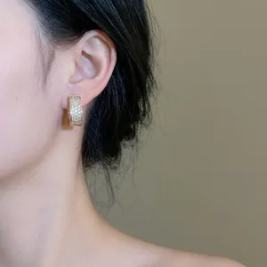 Elegant gold hoop earrings with shimmering micro-pave cubic zirconia crystals for women