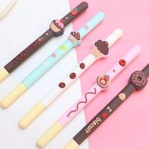 Five cute silicone gel pens featuring colorful dessert charms and Macaron color barrels
