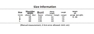 Size chart showing shoulder, bust, and length measurements for the oversized women blazer