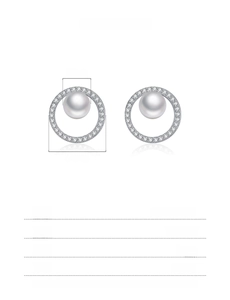 Macro view of 925 sterling silver pearl earrings with micro-paved crystal circle details