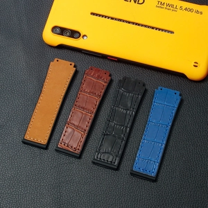 Leather and rubber watch straps for Hublot in brown, black and blue colors