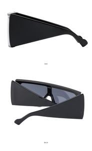 Side and back view of oversized square semi-rimless sunglasses with wide temples