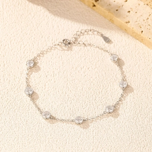 Elegant S925 sterling silver bubble bracelet with sparkling round bezel-set gemstones