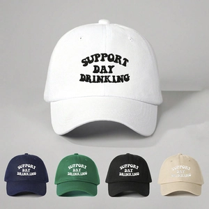 Baseball Cap Support Day Drinking Letter Embroidery Polyester Outdoor Sun Protection Hat Unisex Adjustable Curved Brim
