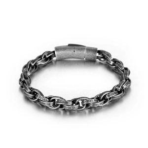 Vintage Stainless Steel Braided Twist Chain Bracelet For Men Distressed Gothic Carved Pattern Jewelry