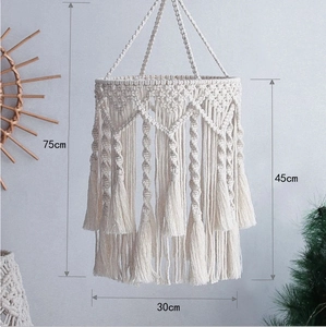 Handwoven Nordic cotton macrame lampshade with tassel bohemian room decoration 30x75cm