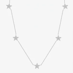 925 Sterling Silver Star Necklace For Women Sweet Five Pointed Stars Clavicle Chain Cubic Zirconia Fashion Jewelry