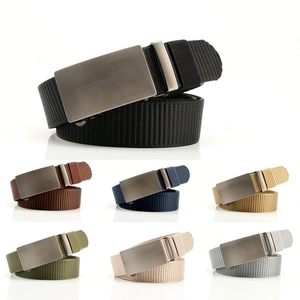 Men's breathable nylon canvas belt with automatic metal buckle in multiple colors