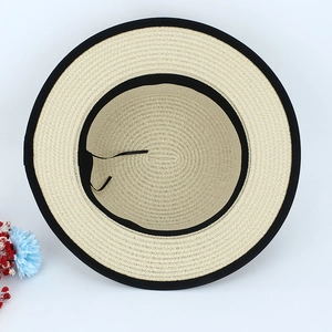 Chapeau de soleil classique en paille avec ruban noir et sangle intérieure réglable