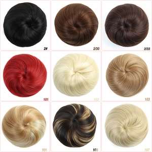 Spiral synthetic hair bun extension set in nine diverse colors from black to blonde