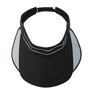 Black women sun visor with pull-out side panels and stylish white stripe pattern