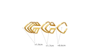 Detailed view of three-piece rose gold plated V-shaped ear cuffs in various sizes