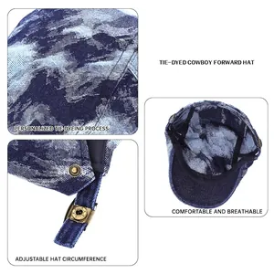 Berretto in denim tie-dye mimetico blu con fibbia regolabile e fodera interna traspirante