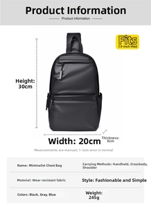 Wasserfeste Herren Brusttasche Maße 30x20x8cm passend für ein 7,9 Zoll iPad Detailansicht