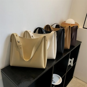 Minimalist large capacity faux leather tote bags set in multiple neutral colors