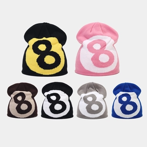 Knitted Beanie Hat Acrylic Billiard Ball Jacquard Windproof Warm Outdoor Streetwear Unisex Winter Headwear