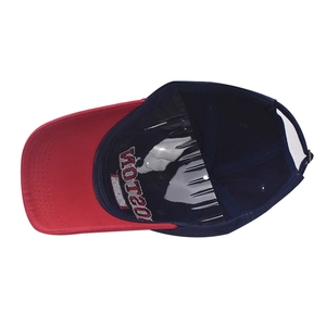 Detail view of cotton baseball cap interior featuring Boston embroidery and inner branding