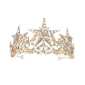 Luxury Star Bridal Crown Alloy Rhinestone Crystal Tiara For Wedding Birthday Party Prom Shiny Headpiece For Women
