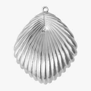 Polished 304 stainless steel shell pendant with hanging ring for DIY necklace crafts