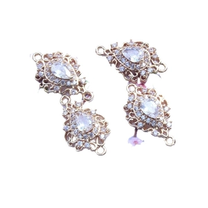 Golden teardrop charms with inlaid zircon for DIY jewelry making and necklace pendants