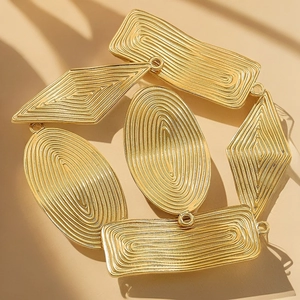 Golden stainless steel geometric pendants with spiral texture for jewelry making