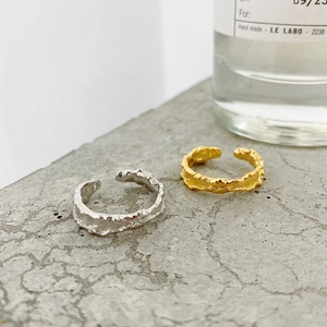 Irregular textured S925 sterling silver rings in gold and silver finishes