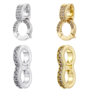 Infinity Figure Eight Jewelry Connector Clasp Micro Pave Cubic Zirconia Gold Plated Copper DIY Bracelet Component