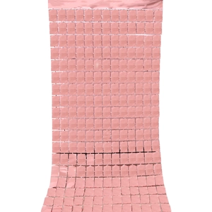 Rideau de pluie à paillettes roses carrées pour décoration de fête avec effet réfléchissant