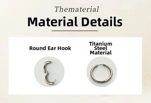 Macro detail of silver titanium steel hoop earrings showing open and closed mechanisms