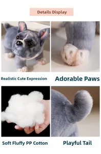 Detailed close-up of realistic French Bulldog plush features and soft PP cotton filling