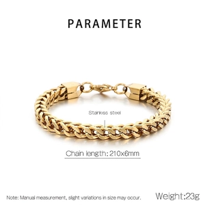Detailed view of 6mm gold stainless steel Cuban link bracelet with lobster clasp