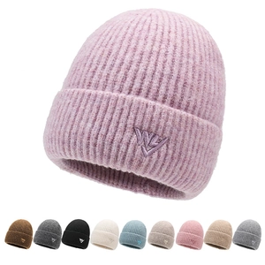 Beanie Hat Ribbed Knit Cotton Cashmere Winter Warm Outdoor Letter Embroidered Cuffed Skull Cap For Men Women