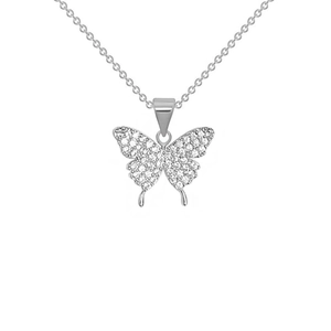 Butterfly Pendant Necklace Titanium Steel Inlaid With Zircon Simple Elegant Fashion For Women Clavicle Chain Jewelry