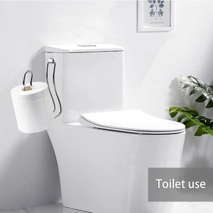 Silver metal toilet paper holder over-the-tank hook for bathroom storage organization