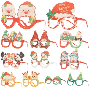 Montures de Lunettes de Décoration de Fête de Noël Dessin Animé Père Noël Bonhomme de Neige Renne Sapin Accessoires de Photo de Vacances Pour Adultes Enfants Cadeaux Festifs